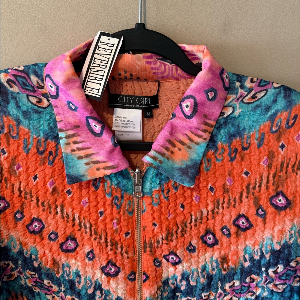 NWT City Girl - Nancy Bolen Vibrant Multicolour Reversible Jacket - Picture 3 of 14